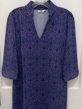 Katherine Way Purple & Navy Scroll-Print Tunic